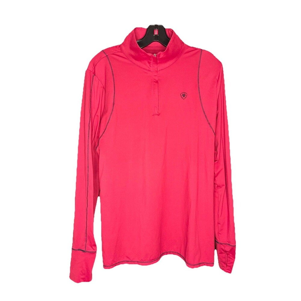 Ariat Conquest Womens XXL Raspberry Pink 1/4 Zip AriatTEK Cold Series Thumb Hole